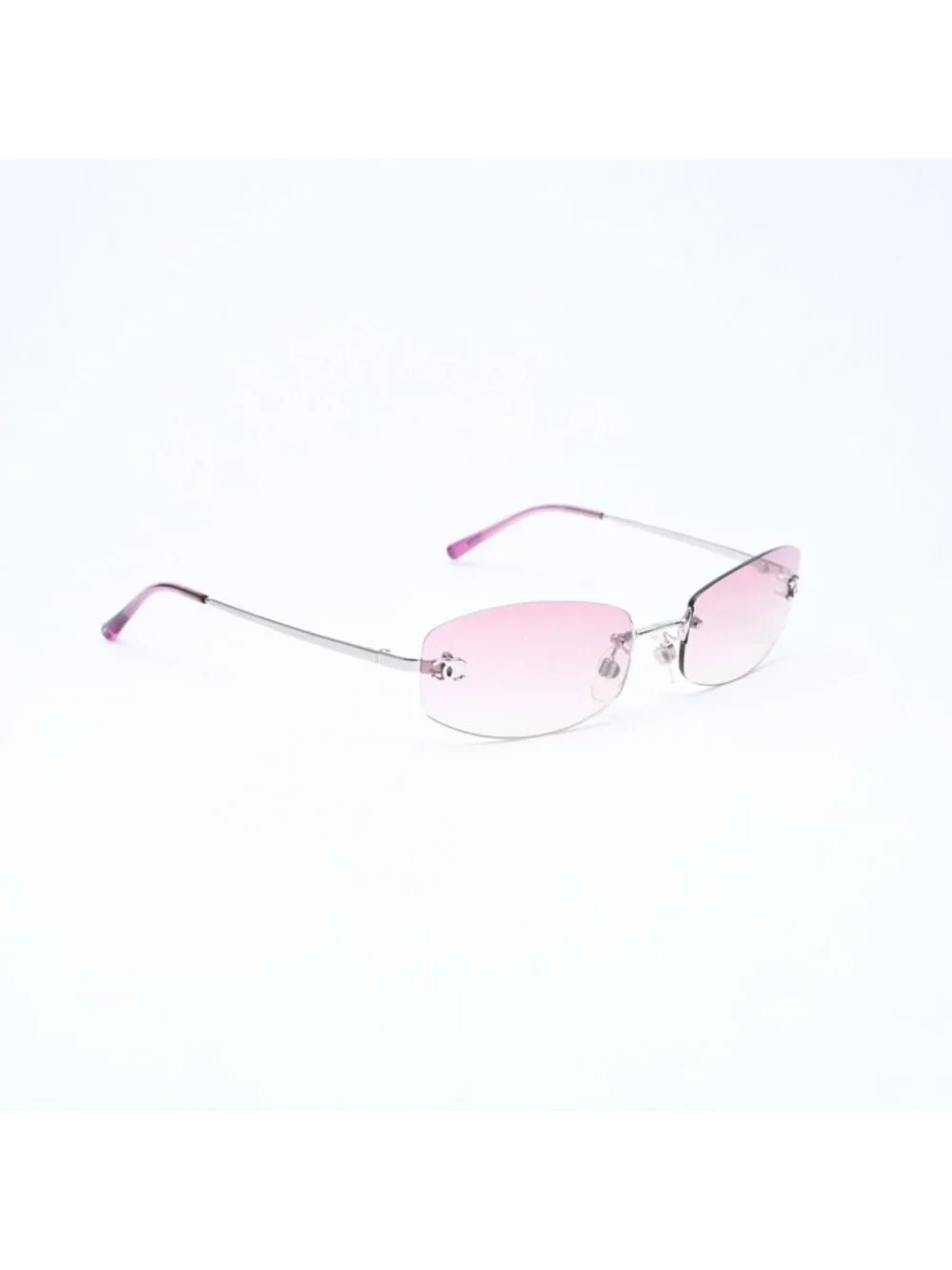 Chanel Rimless Sunglasses Eyewear CC Logo Pink Gradation